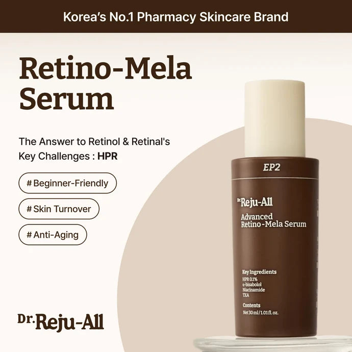 Dr.Reju-All Advanced Retino-Mela Serum 30ml — Korean gentle retinoid HPR and tranexamic acid serum for wrinkles and dark spots Australia