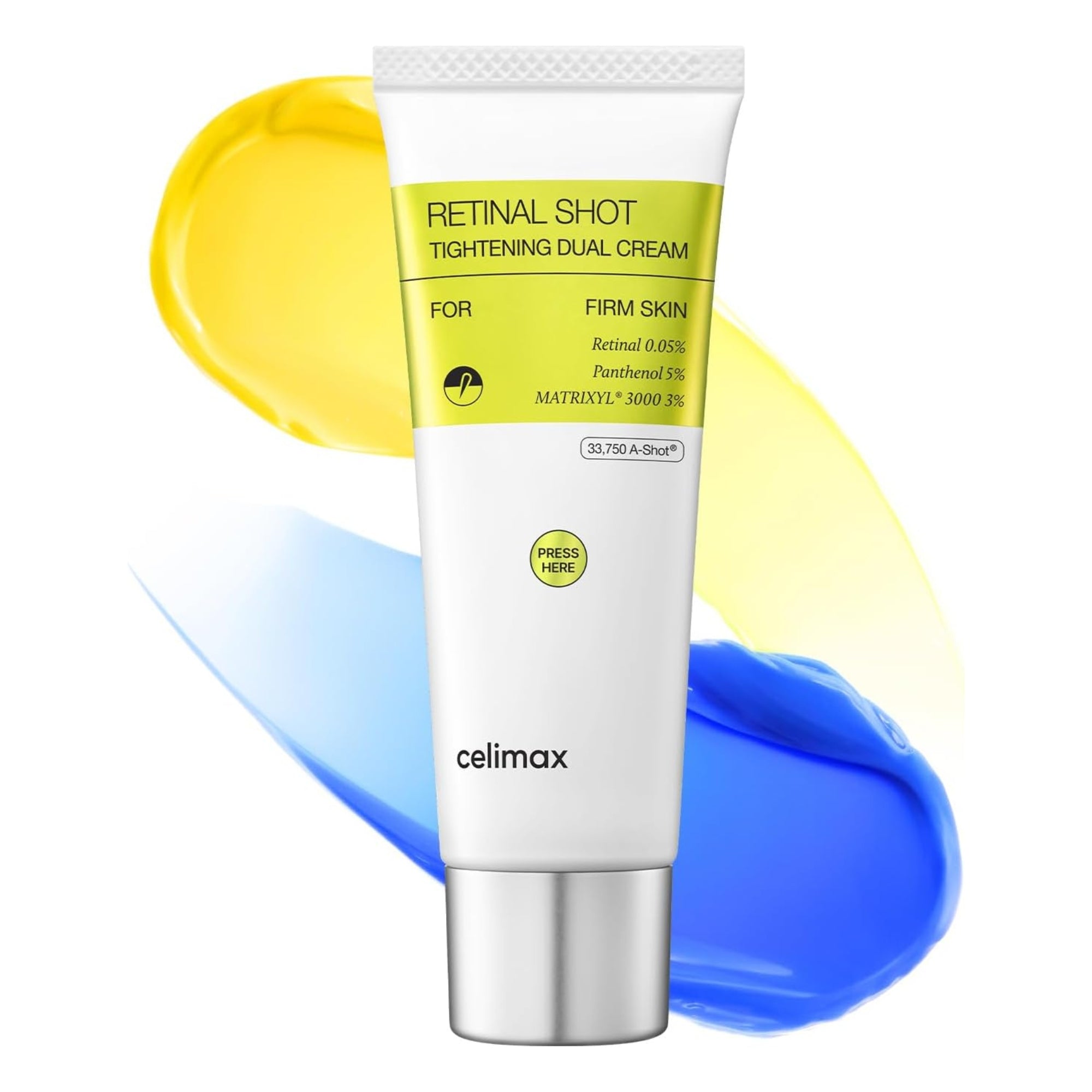 Celimax Vita-A Retinal Shot Tightening Dual Cream 50ml — Korean blue and yellow dual retinal firming cream