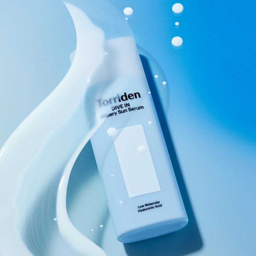 Torriden DIVE-IN Watery Sun Serum 50ml, vegan Korean SPF50+ PA++++ hydrating sun serum with hyaluronic acid and no white cast Australia