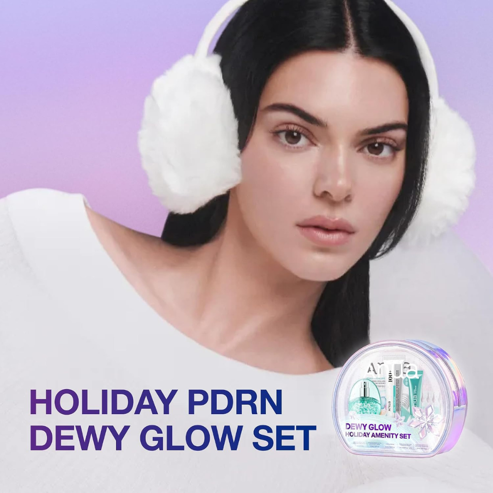 Anua Dewy Glow Holiday Amenity Kit, 5-piece Korean PDRN and hyaluronic acid travel set with mist, cream, lip serum, sheet mask and serum ampoules Australia
