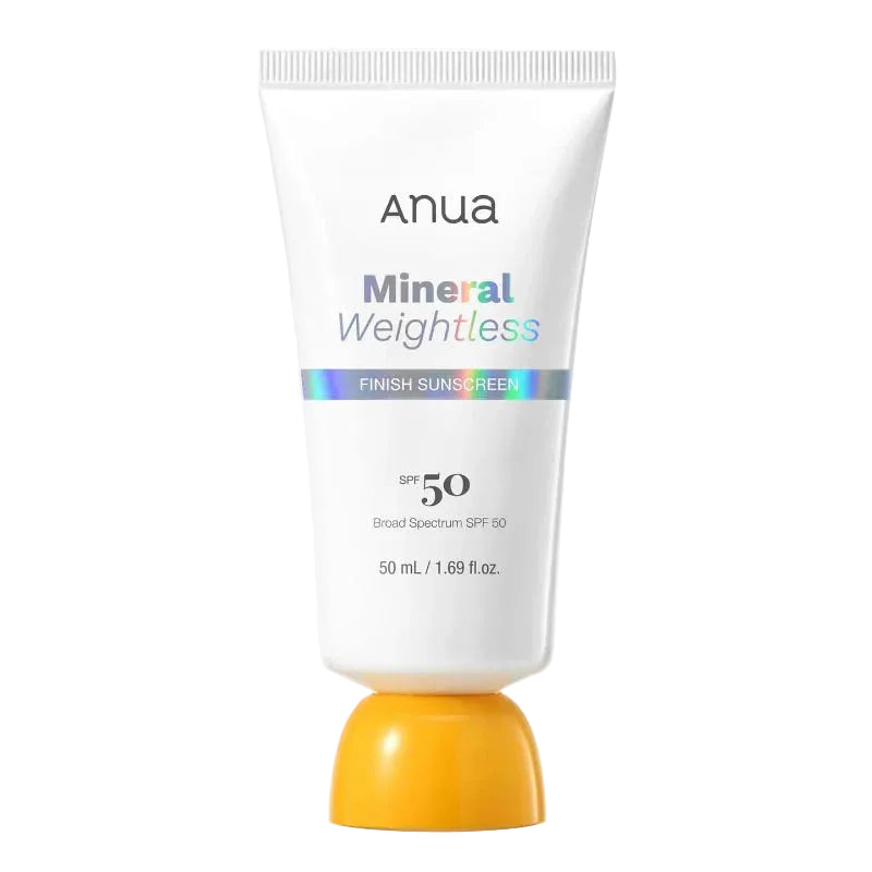 Anua Mineral Weightless Finish Sunscreen SPF50 PA++++ 50ml — Korean zinc mineral sunscreen for sensitive skin, weightless no-heavy finish Australia