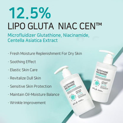 APLB Glutathione Niacinamide Body Lotion | LIPO GLUTA NIAC CEN™ 12.5% 10.14 FL.OZ 300ml | Korean Skincare