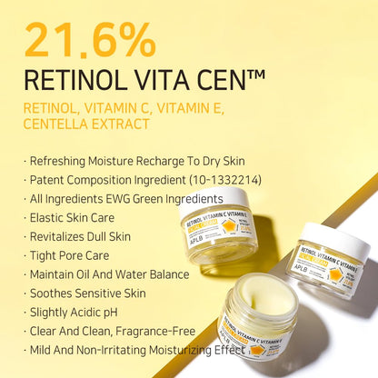 APLB Retinol Vitamin C Vitamin E Facial Cream | RETINOL VITA CEN™ 21.6%