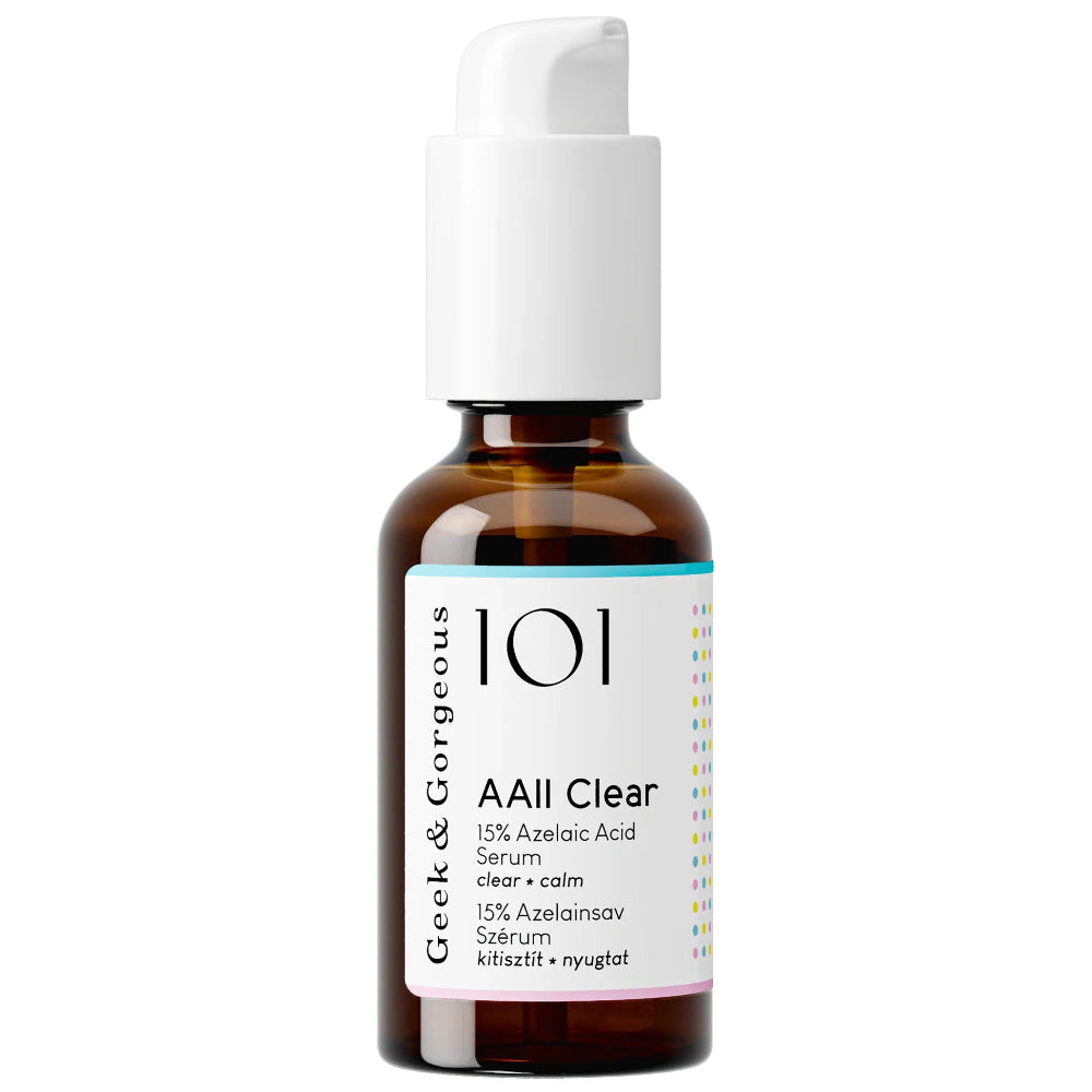 Geek & Gorgeous AAll Clear 15% azelaic acid serum 30ml — fragrance-free vegan serum for blemishes, redness and dark spots Australia
