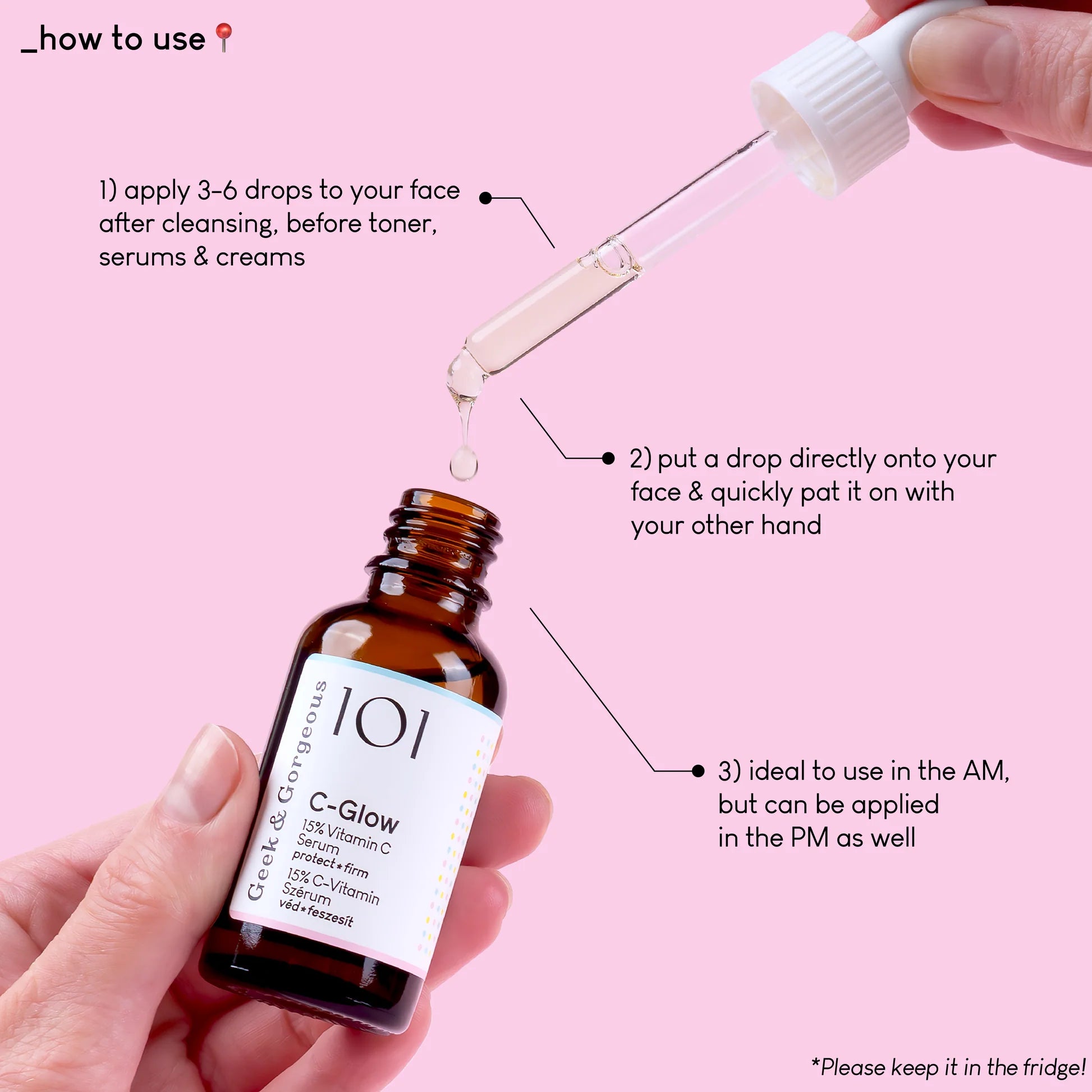 Geek & Gorgeous 101 C-Glow 15% vitamin C serum 30ml, vegan fragrance-free vitamin C and ferulic acid brightening serum Australia