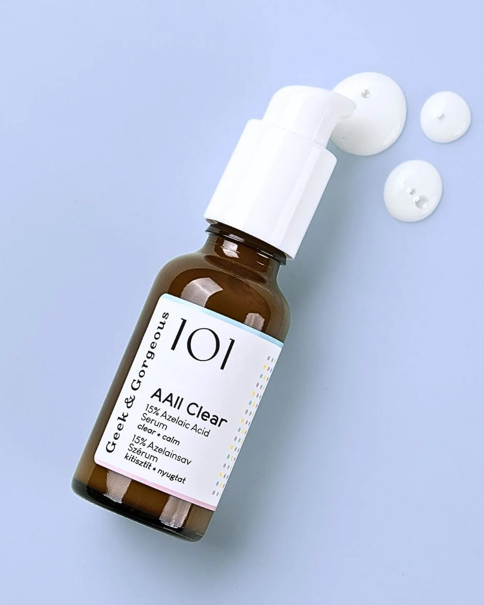 Geek & Gorgeous AAll Clear 15% azelaic acid serum 30ml — fragrance-free vegan serum for blemishes, redness and dark spots Australia