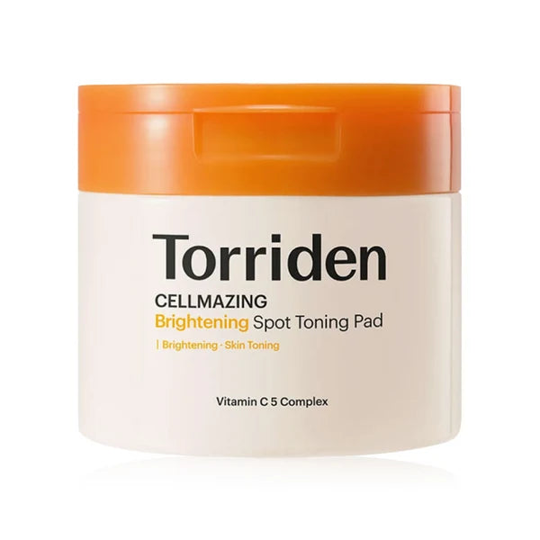 Torriden CELLMAZING Brightening Spot Toning Pad 70 pads, vegan Korean vitamin C and PHA brightening toner pads that even and refine dull skin Australia