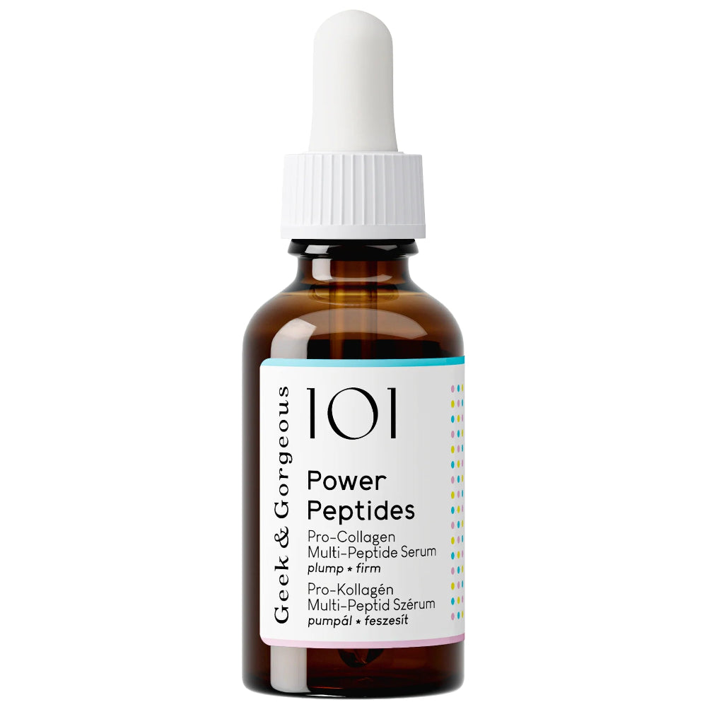 Geek & Gorgeous Power Peptides Pro-Collagen Multi-Peptide Serum 30ml — vegan fragrance-free Matrixyl peptide serum for firmer, smoother skin Australia