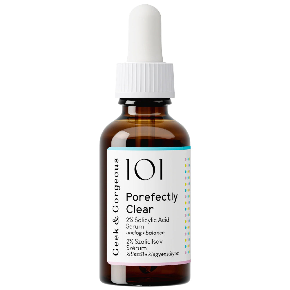 Geek & Gorgeous Porefectly Clear 2% salicylic acid BHA serum 30ml, vegan fragrance-free serum for pores, blackheads and oily skin Australia