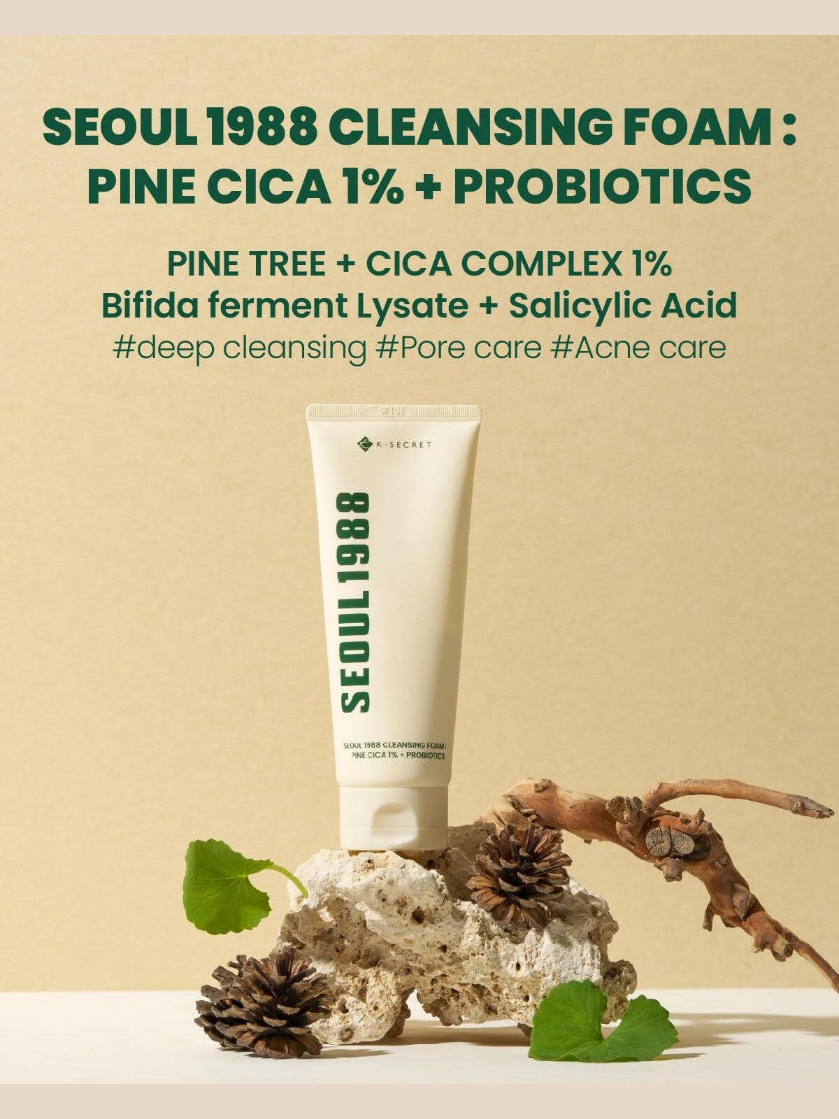 SEOUL 1988 Cleansing Foam : Pine Cica 1% + Probiotics