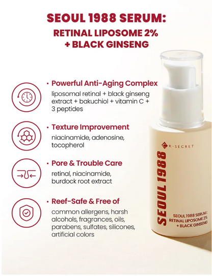 KSECRET - SEOUL 1988 Serum : Retinal Liposome 2% + Black Ginseng