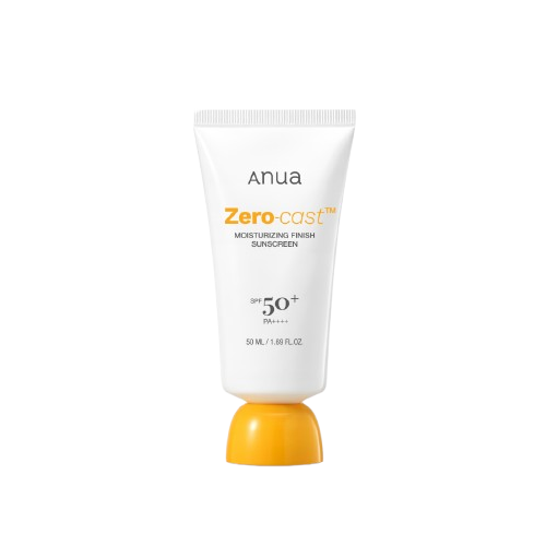Anua Zero-Cast Moisturising Finish Sunscreen SPF50+ PA++++ 50ml — Korean no white cast hydrating sunscreen with niacinamide for dry skin Australia