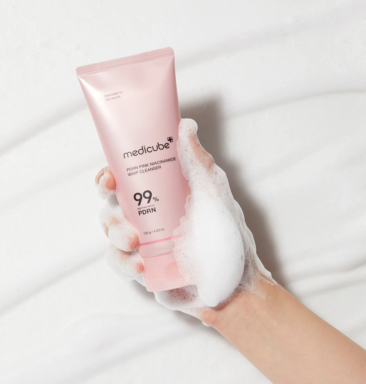 Medicube PDRN Pink Niacinamide Whip Cleanser 120g — Korean marshmallow foaming cleanser with 2% niacinamide, salicylic acid and salmon DNA PDRN Australia