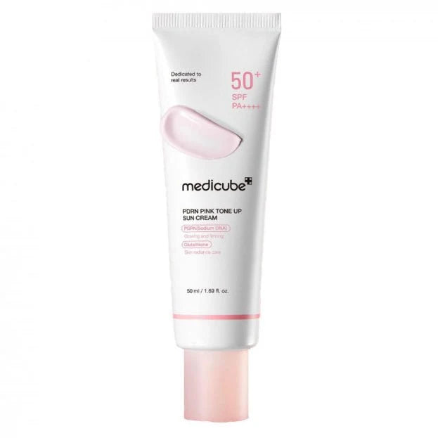 Medicube PDRN Pink Tone Up Sun Cream SPF50+ PA++++ 50ml — Korean tinted tone-up brightening sunscreen with pink glow, niacinamide and glutathione Australia
