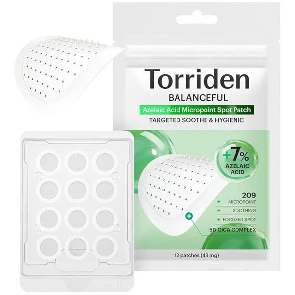 Torriden BALANCEFUL Azelaic Acid Micropoint Spot Patch 12 patches, vegan Korean micropoint patch with azelaic acid and cica to target blemishes Australia