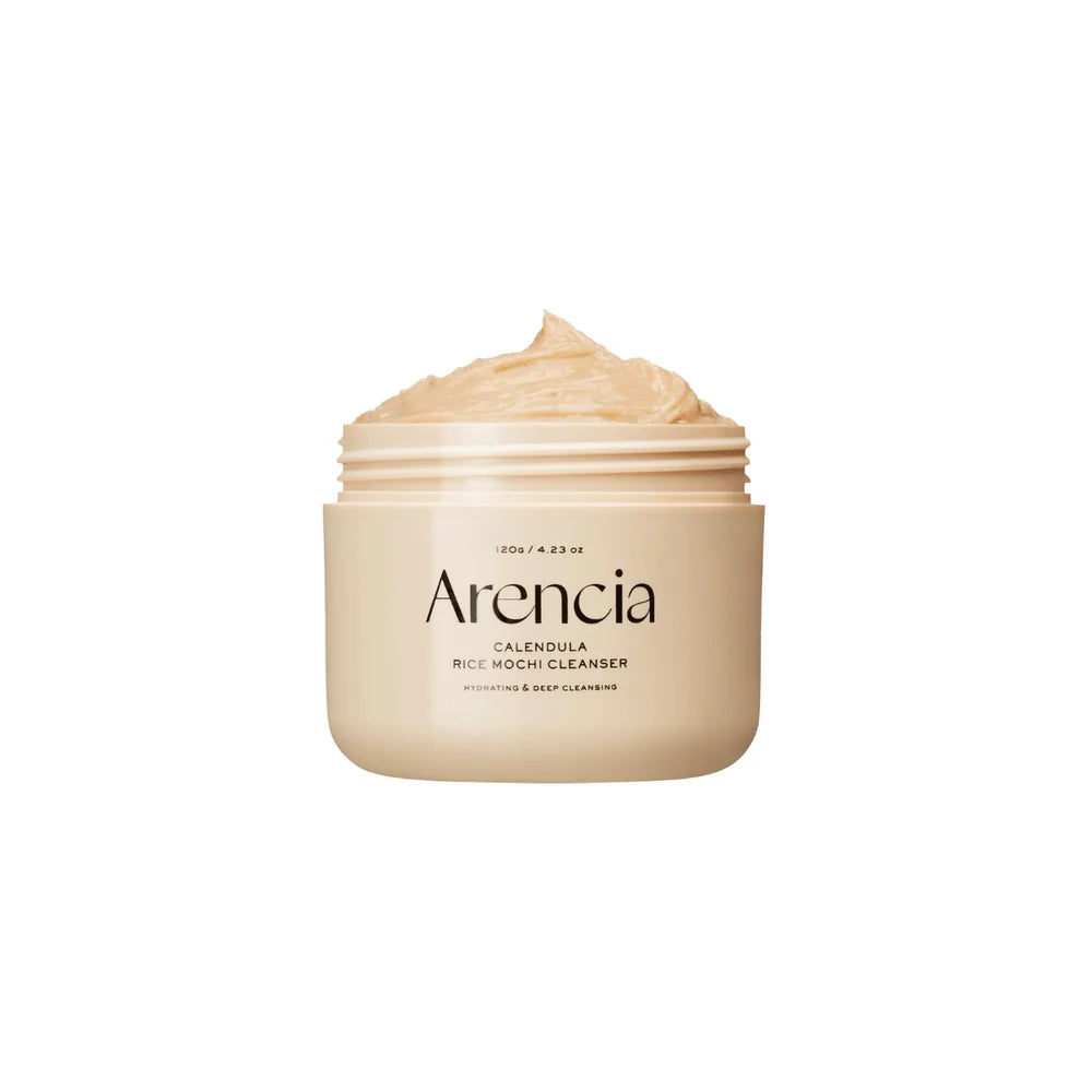 Arencia Calendula Rice Mochi Cleanser 120g, vegan Korean calendula and rice cleanser for soothed, brighter sensitive skin Australia