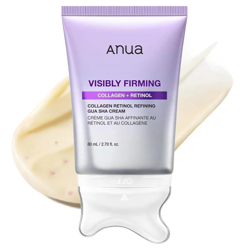 Anua Collagen Retinol Refining Gua Sha Cream 80ml — Korean retinol neck firming cream with built-in gua sha applicator Australia