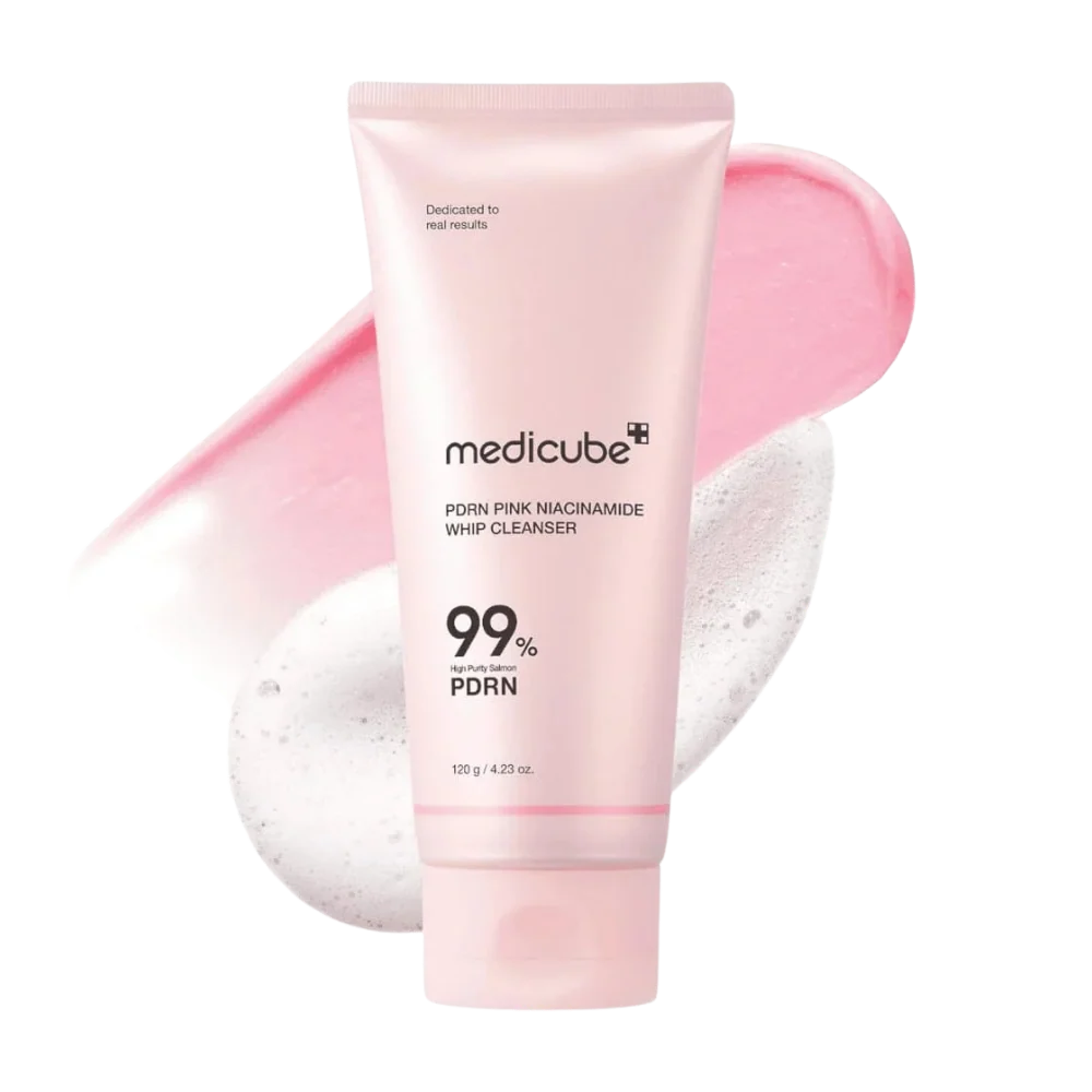 Medicube PDRN Pink Niacinamide Whip Cleanser 120g — Korean marshmallow foaming cleanser with 2% niacinamide, salicylic acid and salmon DNA PDRN Australia