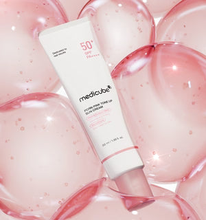 Medicube PDRN Pink Tone Up Sun Cream SPF50+ PA++++ 50ml — Korean tinted tone-up brightening sunscreen with pink glow, niacinamide and glutathione Australia